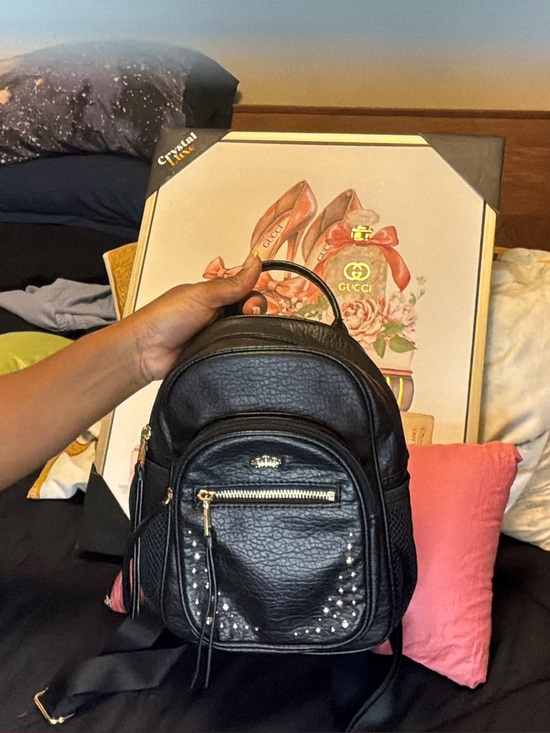 black backpack faux leather X RAY Pebbled Backpack, and keys with ease Women Black Travel Backpack Rucksack